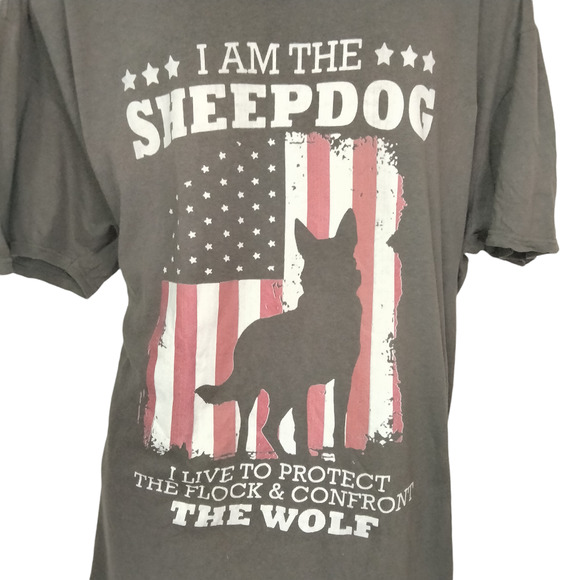 I Am the Sheepdog Patriotic Graphic TShirt Plus Size Size 3XL Shepherd Religious - Picture 3 of 8